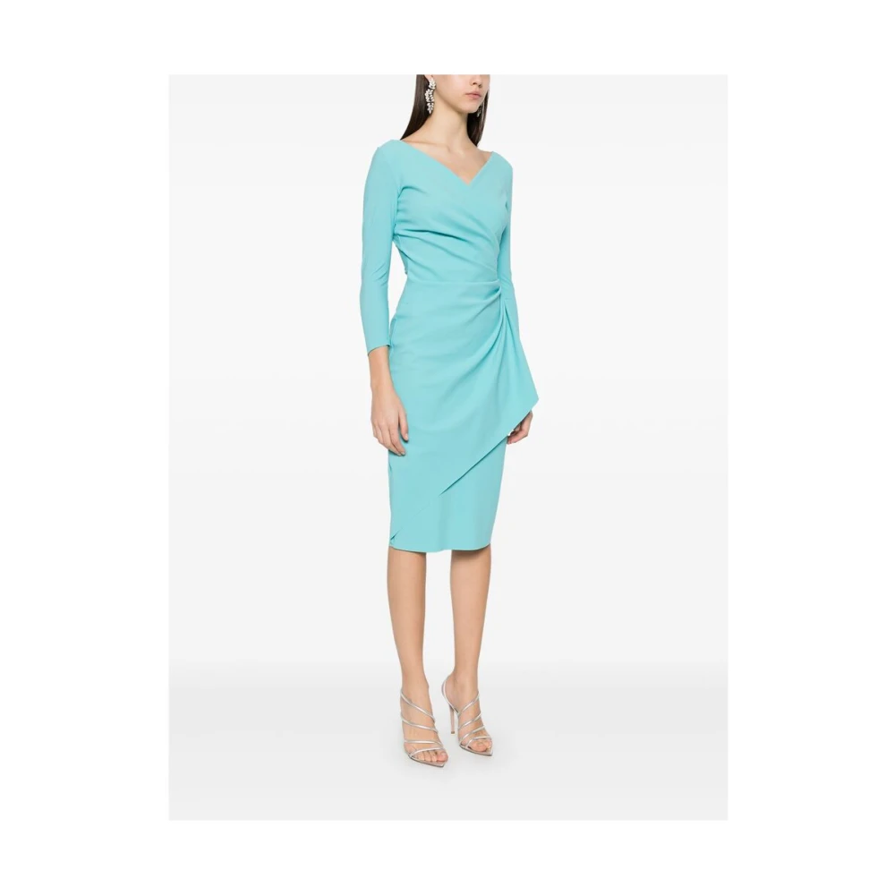 Chiara Boni Turquoise Gedrapeerd Kruisnek Jurk Blue Dames