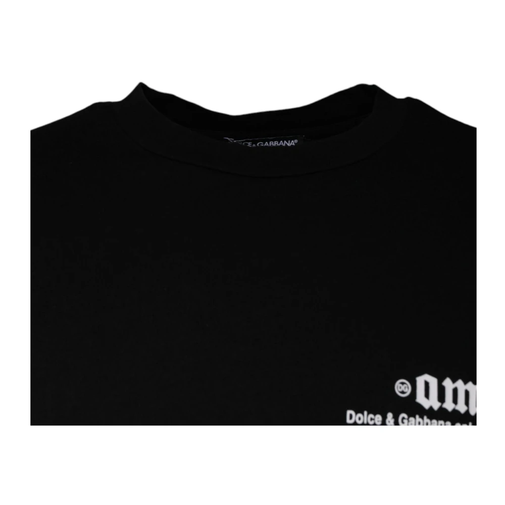 Dolce & Gabbana Zwart Grafisch Print Katoenen T-shirt Black Heren