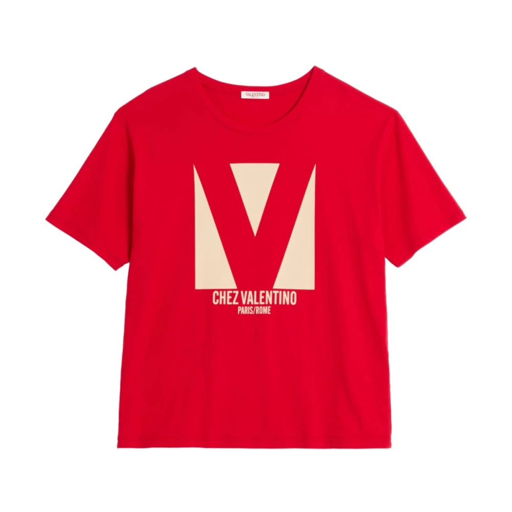 Valentino Garavani Rood Logo Print T-Shirt Red Heren