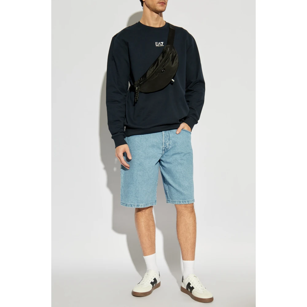 Emporio Armani EA7 Sweatshirt met bedrukt logo Blue Heren