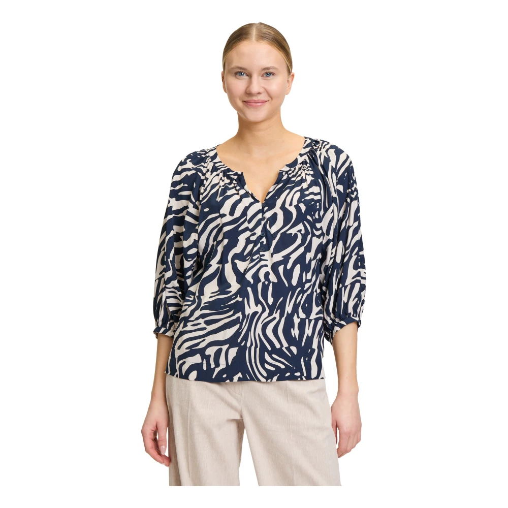 Betty & Co Blouse met print Blue Dames