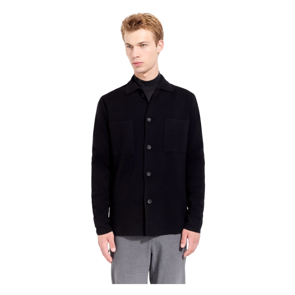 Filippo De Laurentiis Black Overshirt Punto Milano - Male - Cardigans - 2XL - Knitwear