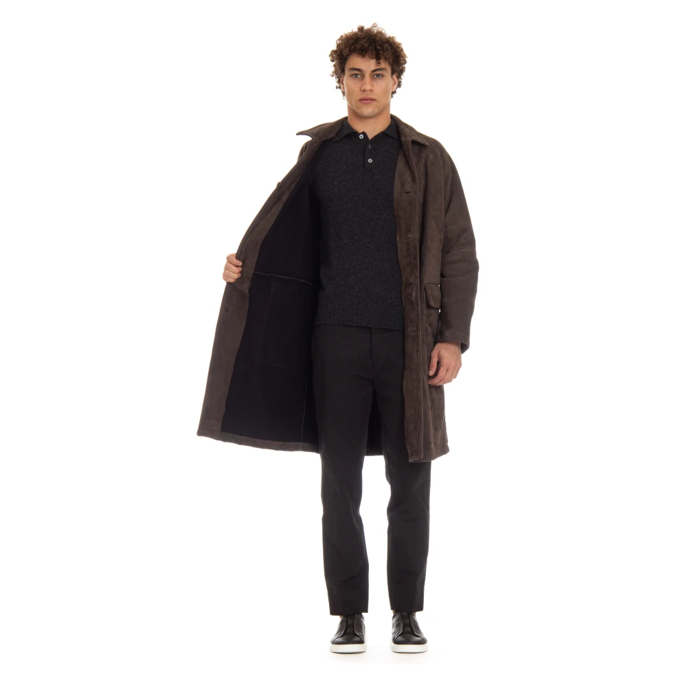 Salvatore Santoro Bruine Raglan Over Fit Knoopjas Brown Heren