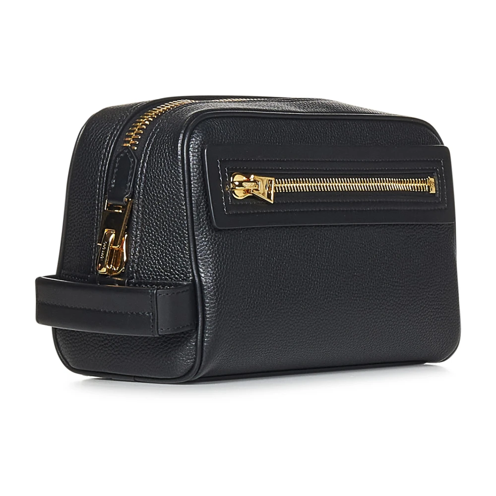 Tom Ford Zwarte Leren Clutch Tas Black Heren