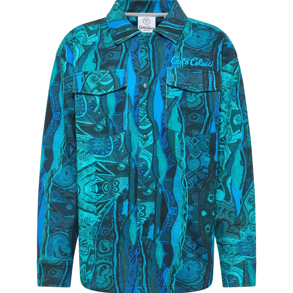 Carlo Colucci Men's Blue Oversize Shirt - Retro Vibes