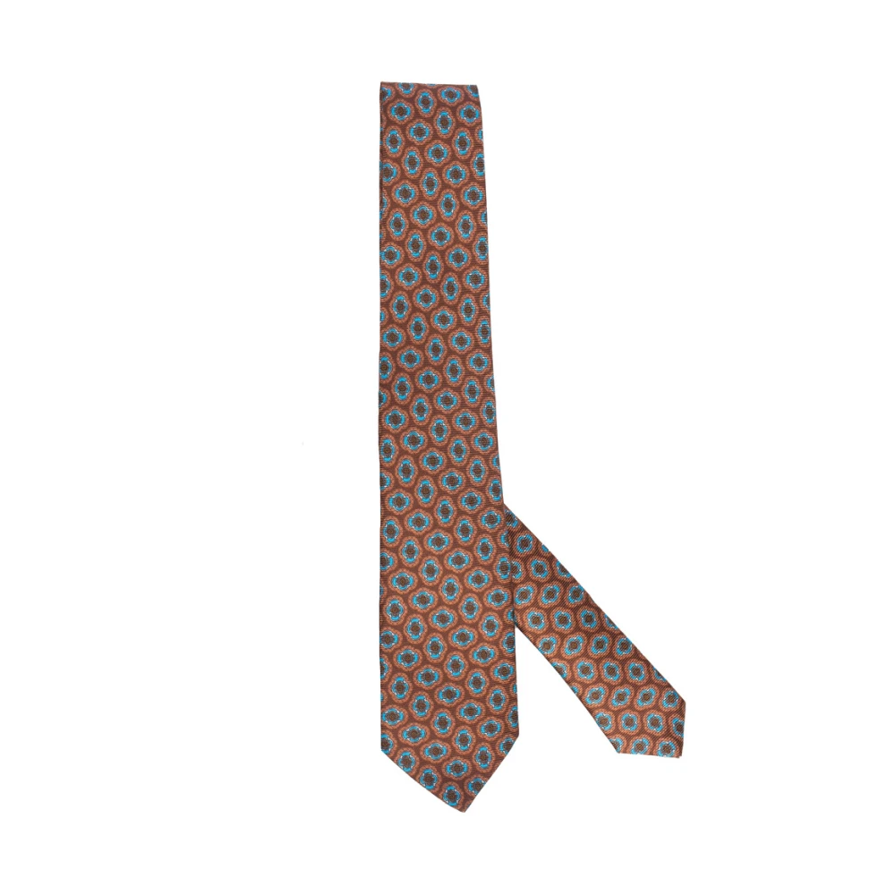 Kiton Handgemaakte Zijden Stropdas met Zeven Vouwen Brown Heren