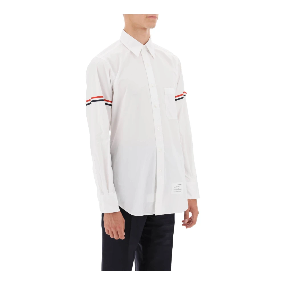 Thom Browne Gestreept Poplin Button-Down Overhemd met Armbanden White Heren