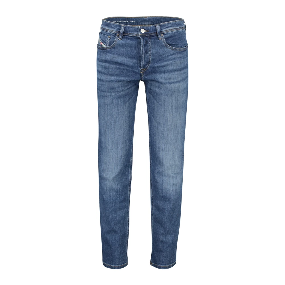 Diesel Klassieke Five-Pocket Jeans met Leren Patch Blue Heren