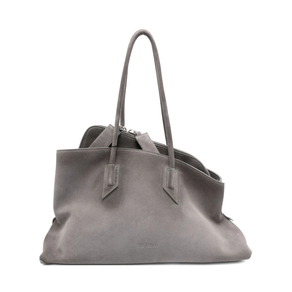 The Attico Gray Grey Leather Shoulder Bag - Female - Shopping Bags - One Size - Bags