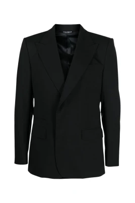 Svart Ullblazer med Peak Revers