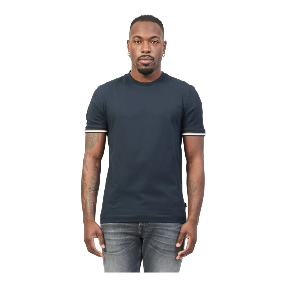 Hugo Boss Blauw Gestreept T-shirt Thompson Regular Fit Blue Heren