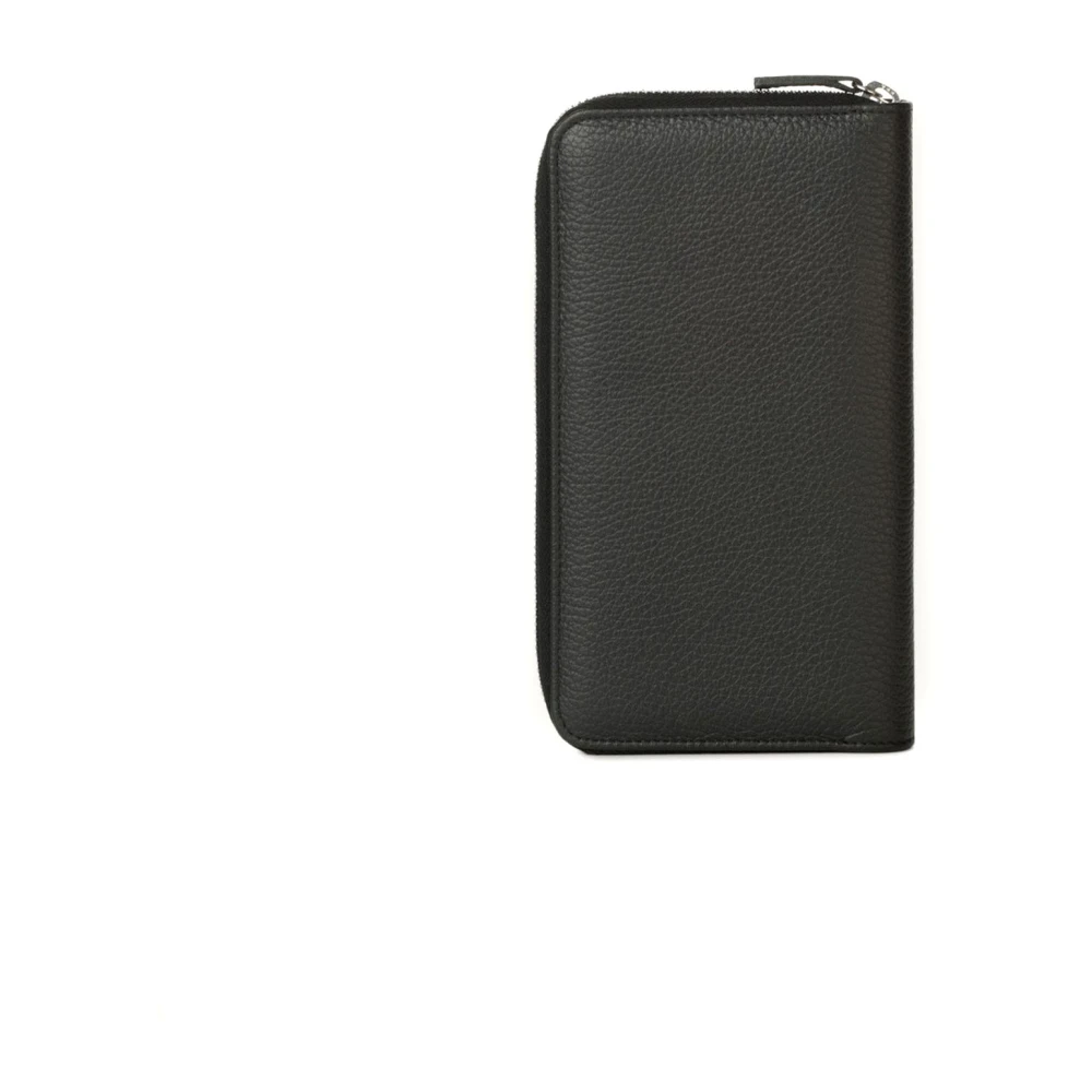 Orciani Zwarte leren ritsportemonnee Black Heren