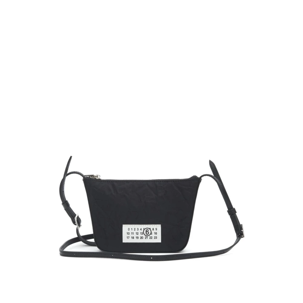 MM6 Maison Margiela Zwarte Logo Patch Schoudertas Black Dames