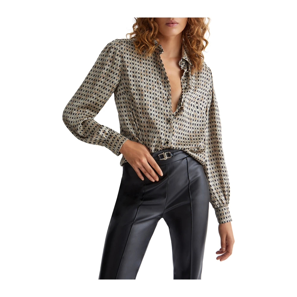 Liu Jo Geometrische Print Satijnen Shirt Multicolor Dames