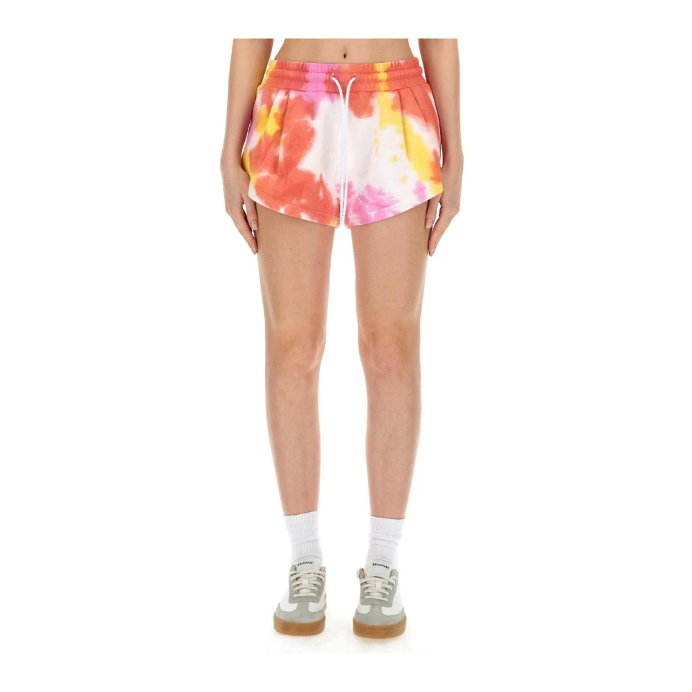 Msgm Multicolor Tie-Dye Print Cotton Jersey T-Shirt And Shorts Set - Female - Short Shorts - L - Shorts