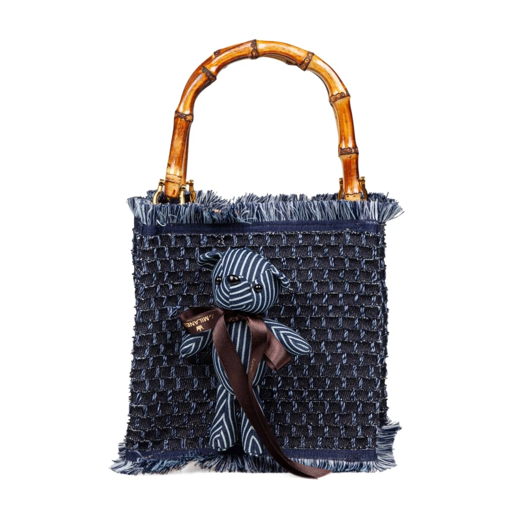La Milanesa Teddybeer Charme Denim Handtas Blue Dames