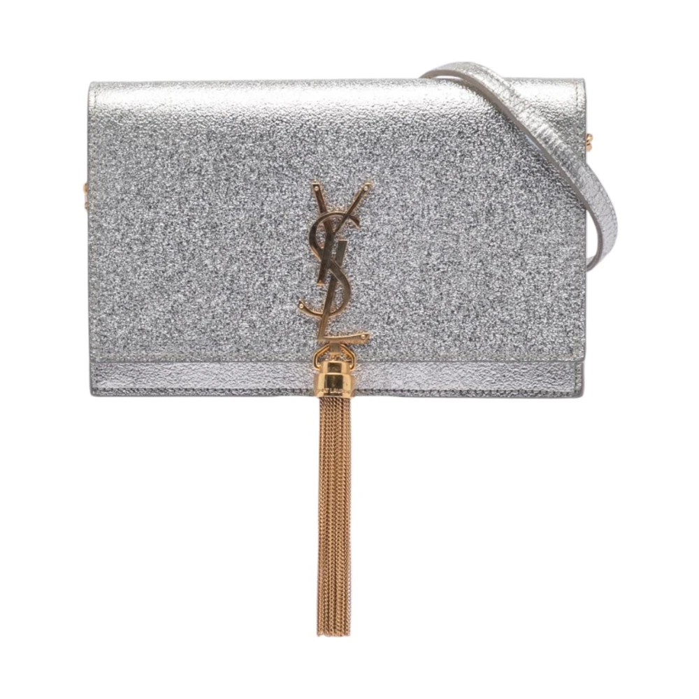 Saint Laurent Vintage Women's Gray Pre-Owned Vintage Glitter Crossbody Bag
