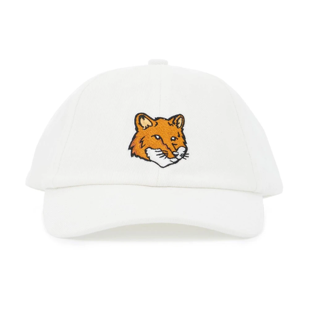 Maison Kitsuné Vossenhoofd Denim Baseball Cap White Unisex
