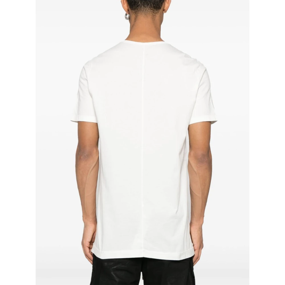 Rick Owens Zwart Logo Print Crew Neck T-shirt White Heren