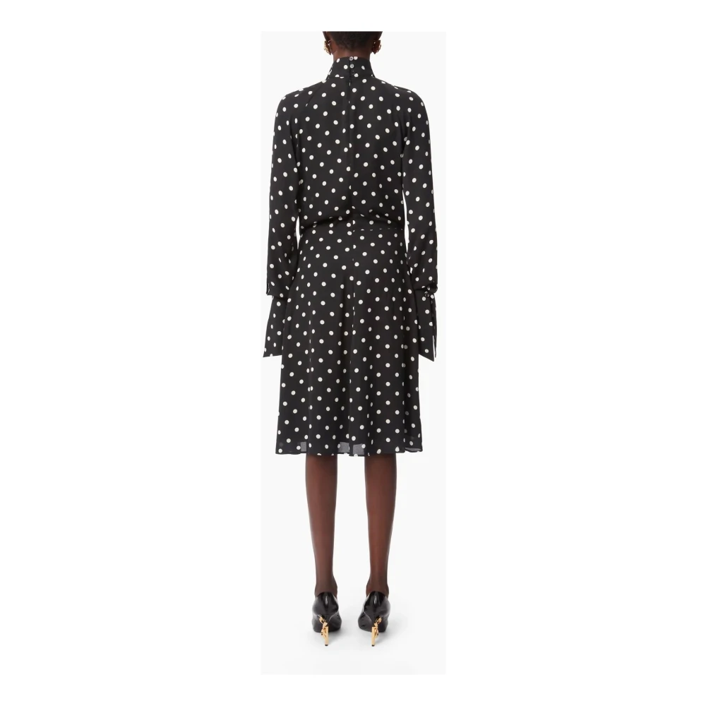 Nina Ricci Polka Dot High Neck Midi Jurk Black Dames