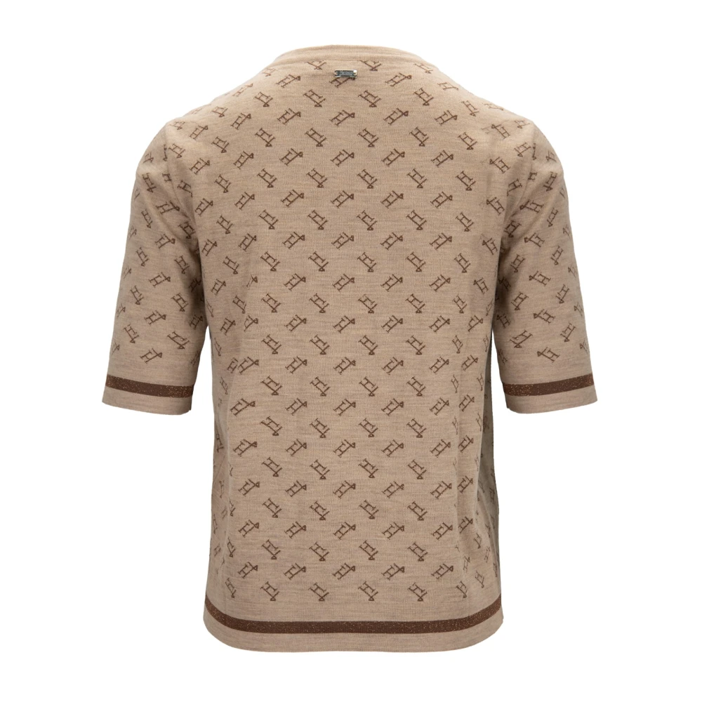 Herno Metallic Logo T-shirt Beige Dames