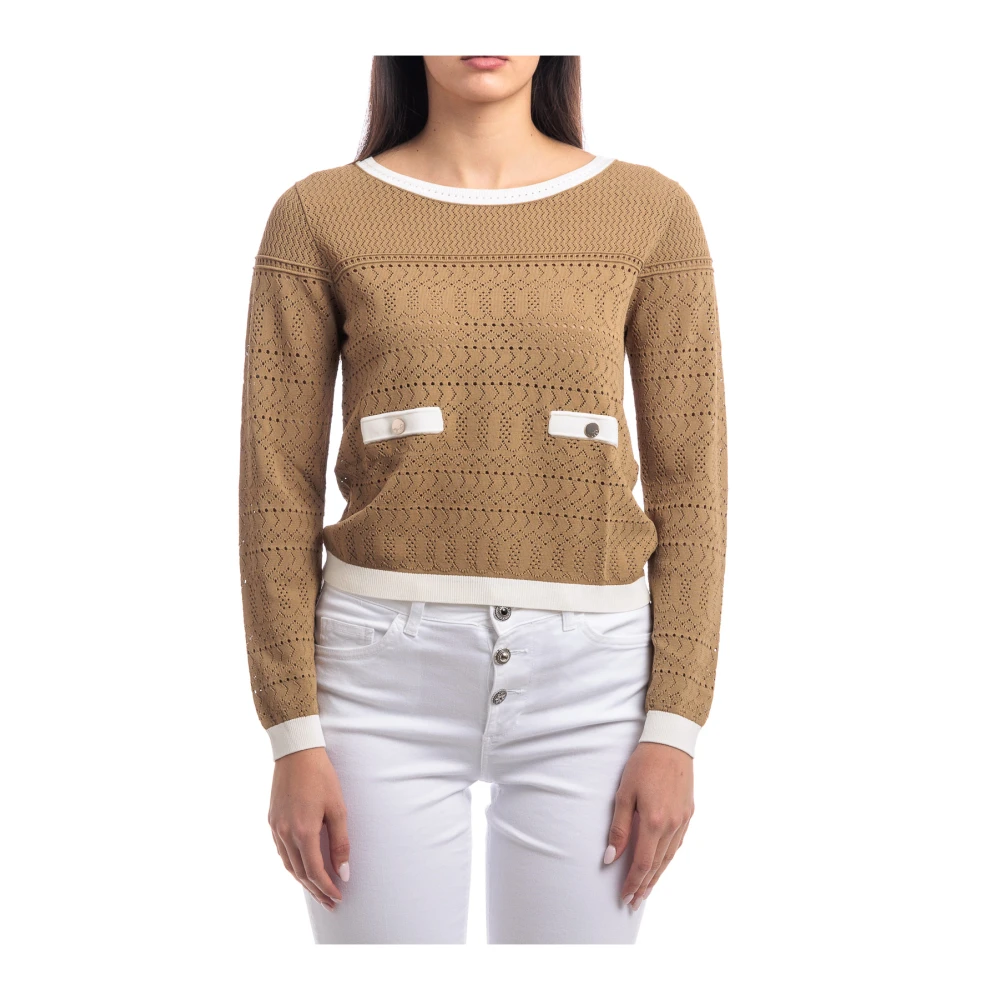 LIU JO Dames Tops & T-shirts Crepe Fancy Lady Sweatere Beige