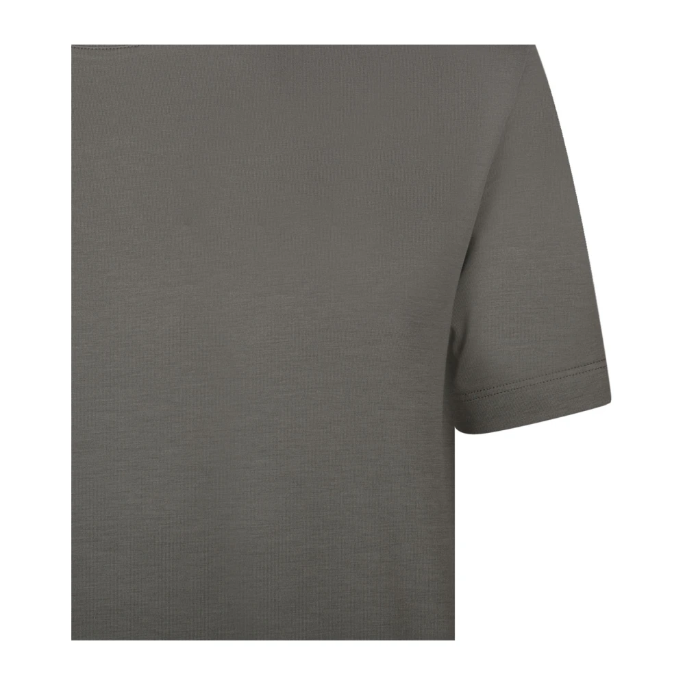 Malo Donker Zand T-shirt met Ronde Hals Gray Heren