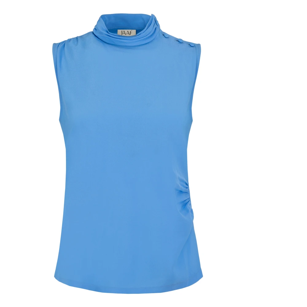 Jaaf Hemelsblauwe Zijden Mouwloze Top Blue Dames