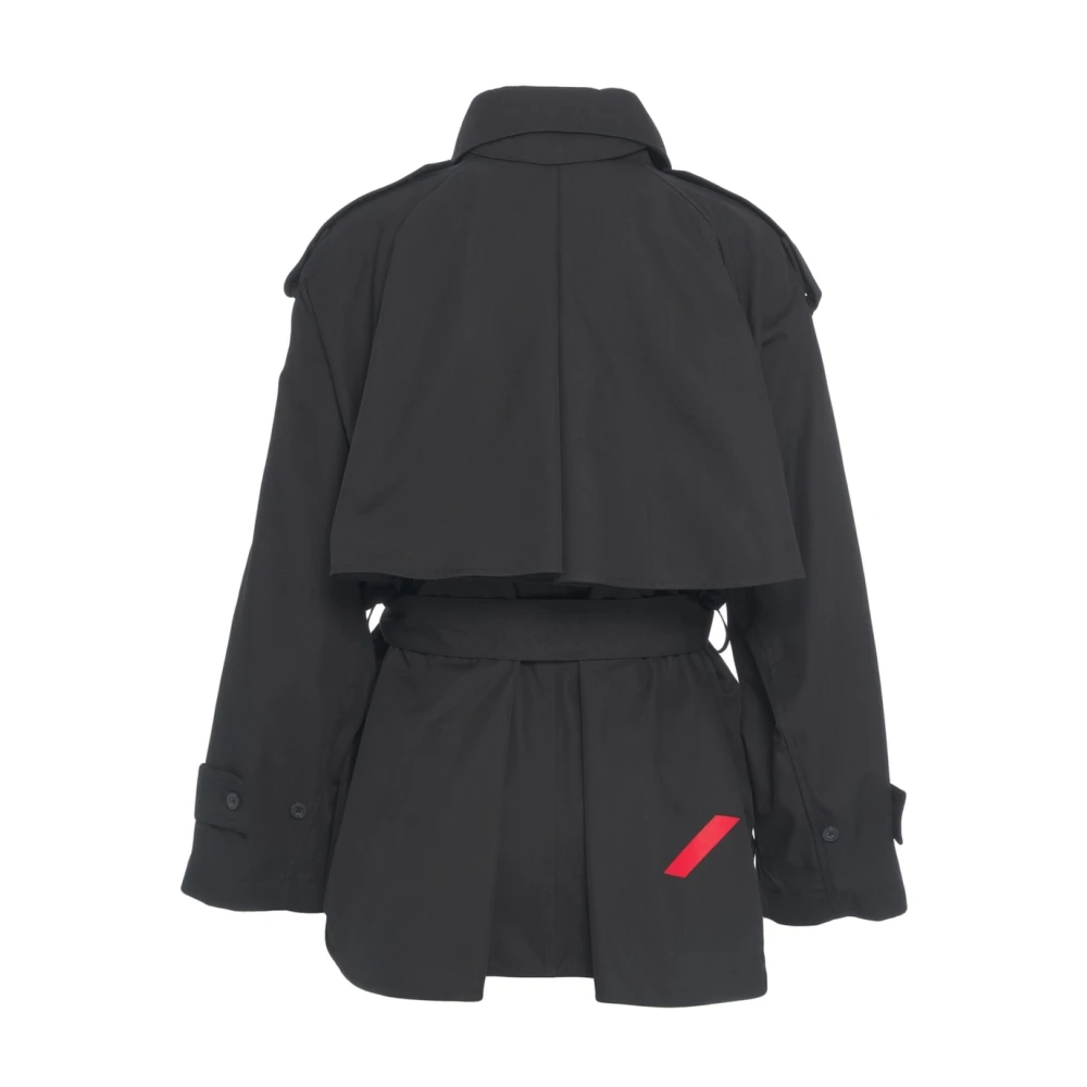 Afterlabel Zwarte Korte Trenchcoat Stijlvolle Laagjes Black Dames