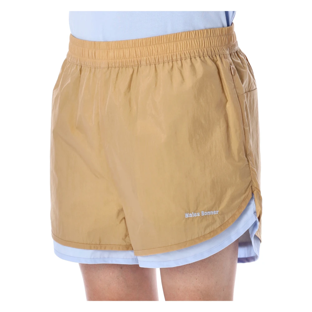 Adidas Beige Lycra Shorts met Elastische Taille Beige Heren