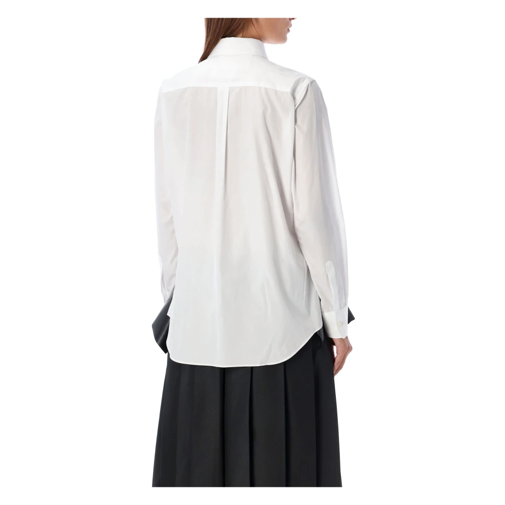 Comme des Garçons Wit X Zwart Gerimpeld Popeline Shirt White Dames