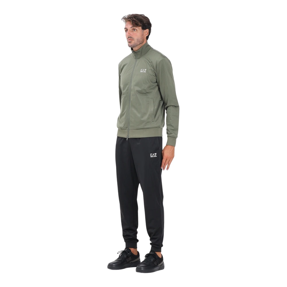 Emporio Armani Ea7 Grön Core Identity Och Svart Tracksuit