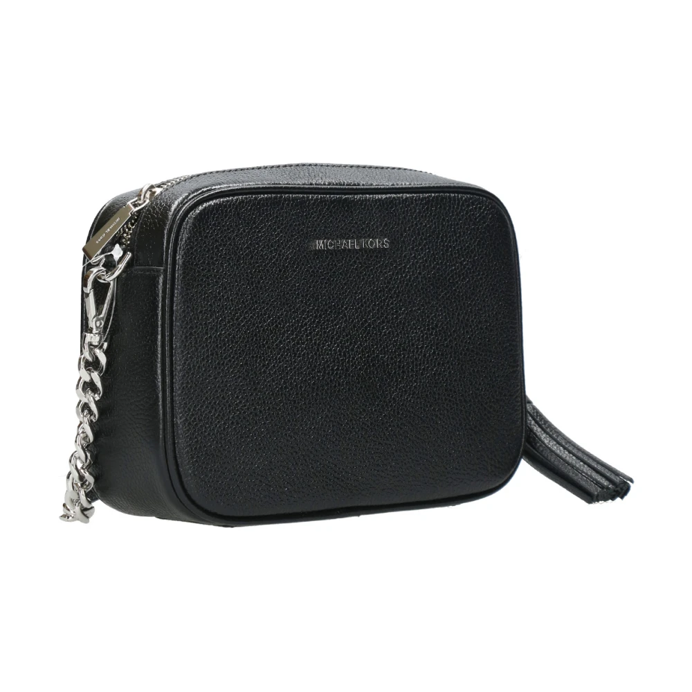 Michael Kors Zwarte Leren Crossbody Tas met Kwast Black Dames