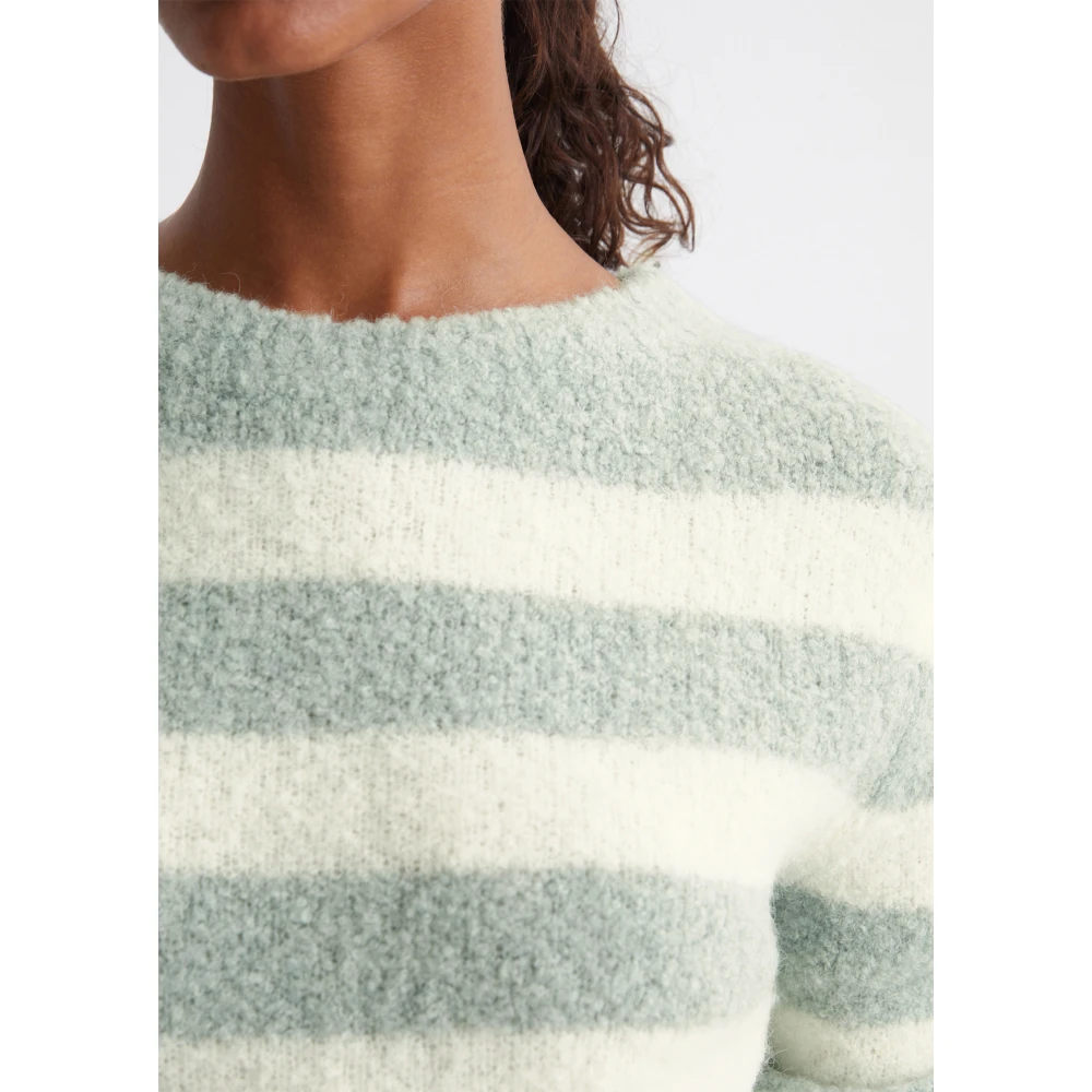 Marc O'Polo Gestreepte bouclé trui Green Dames