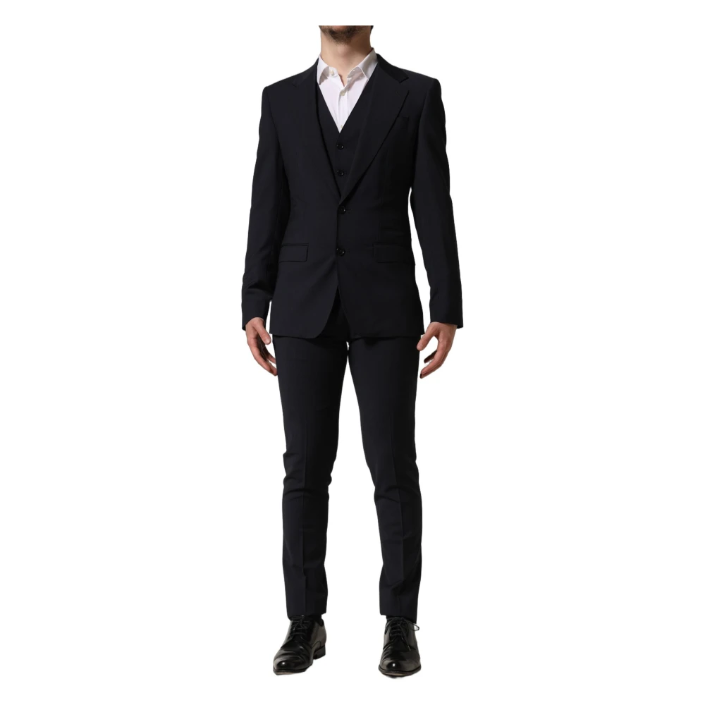 Dolce & Gabbana Men's Black Single Breasted Suits, Xs, Slim Fit Formal 3 Piece Suit