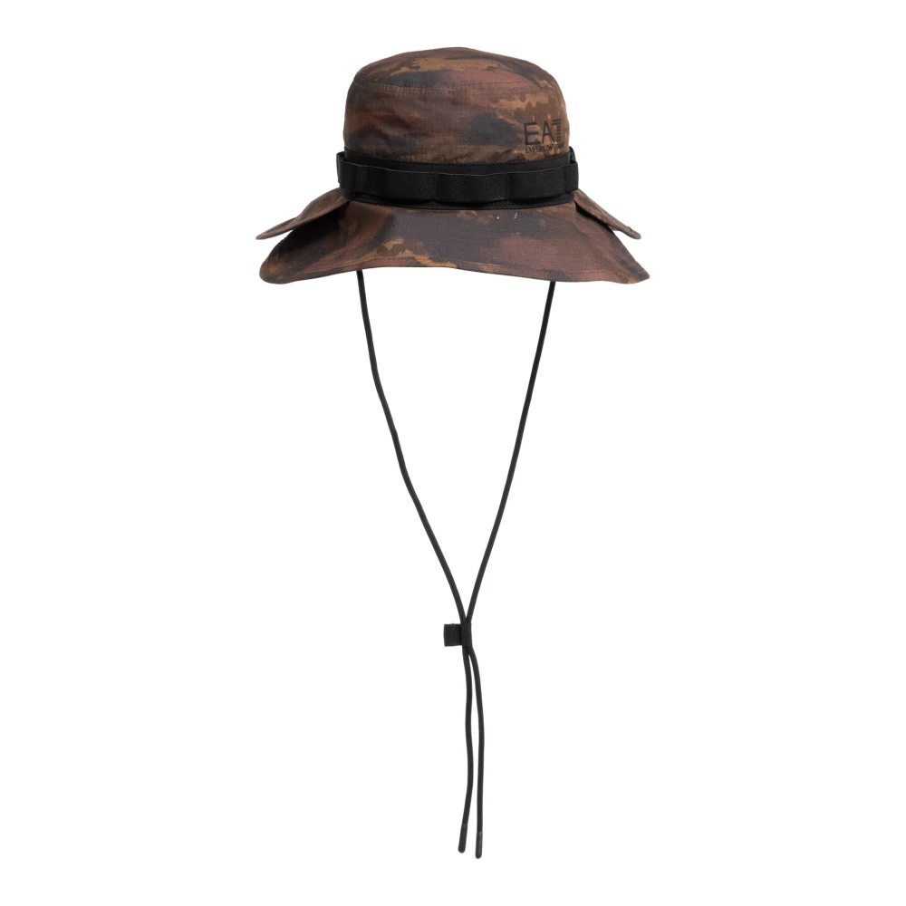 Emporio Armani EA7 Camouflage Logo Verstelbare Urban Escape Hat Brown Heren