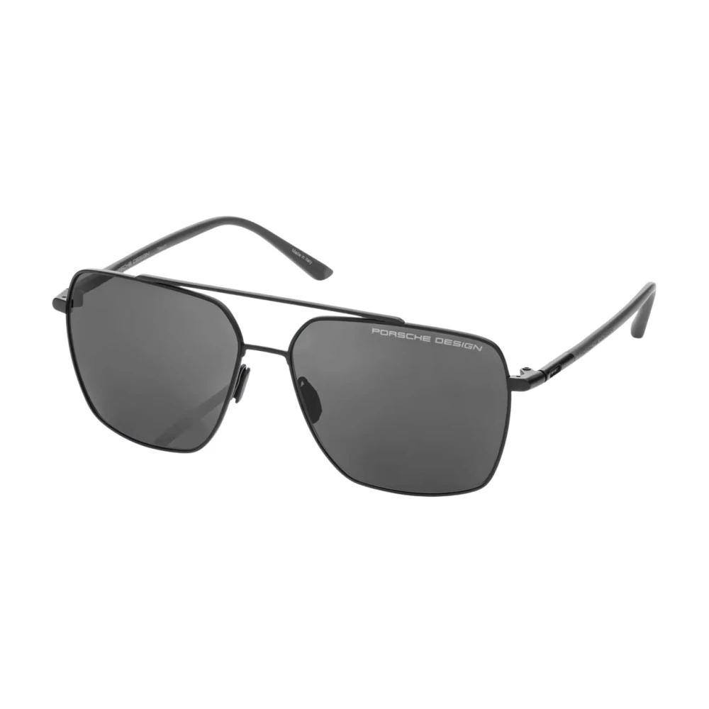 Porsche Design Matt Svart Titan Solglasögon med Grå Polariserade Linser Black, Unisex