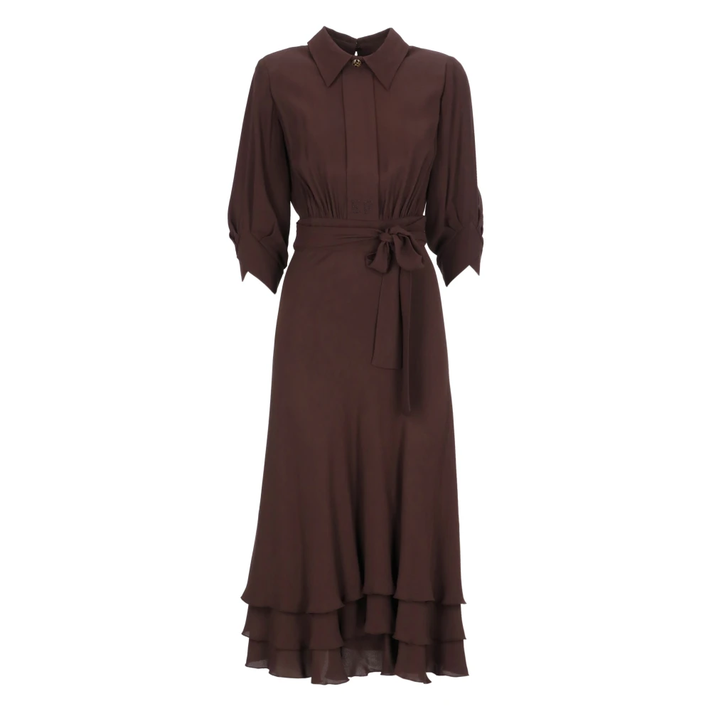 Elisabetta Franchi Donna Marrone - Viscose Georgette Dress - Dresses - S