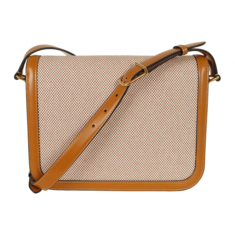Valentino Garavani Naturale Tobacco Golden Leren Schoudertas Brown Dames