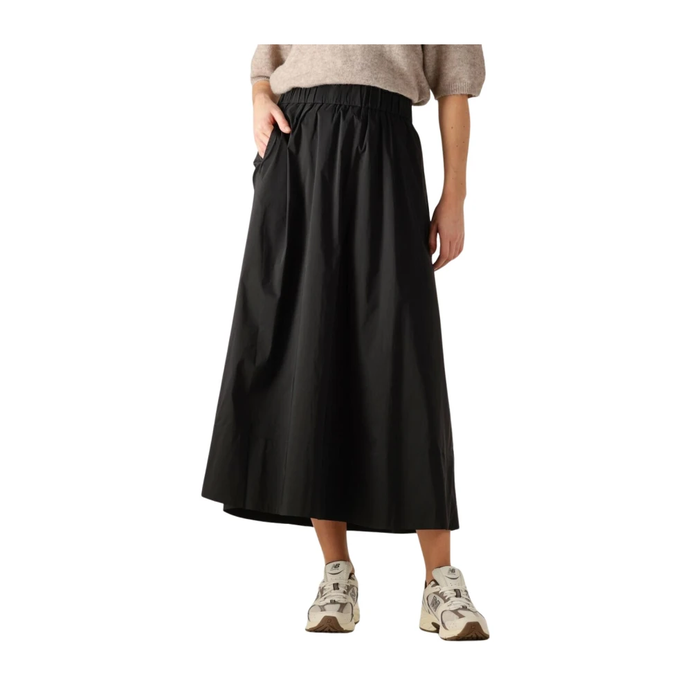 Notre-v Zwarte Maxi Rok Elegante Charme Black Dames