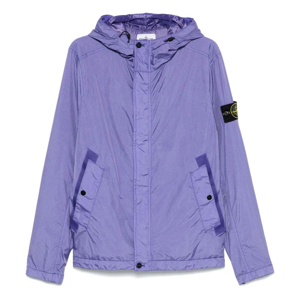 Stone Island Paarse Nylon Hoodie Jas Purple Heren