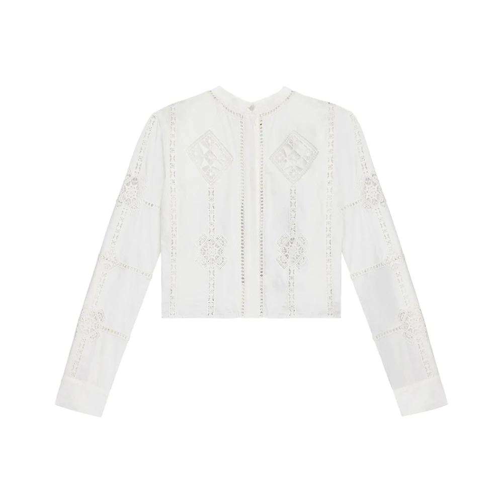 Isabel marant Witte Katoenen Poplin Broderie Anglaise Overhemd White Dames