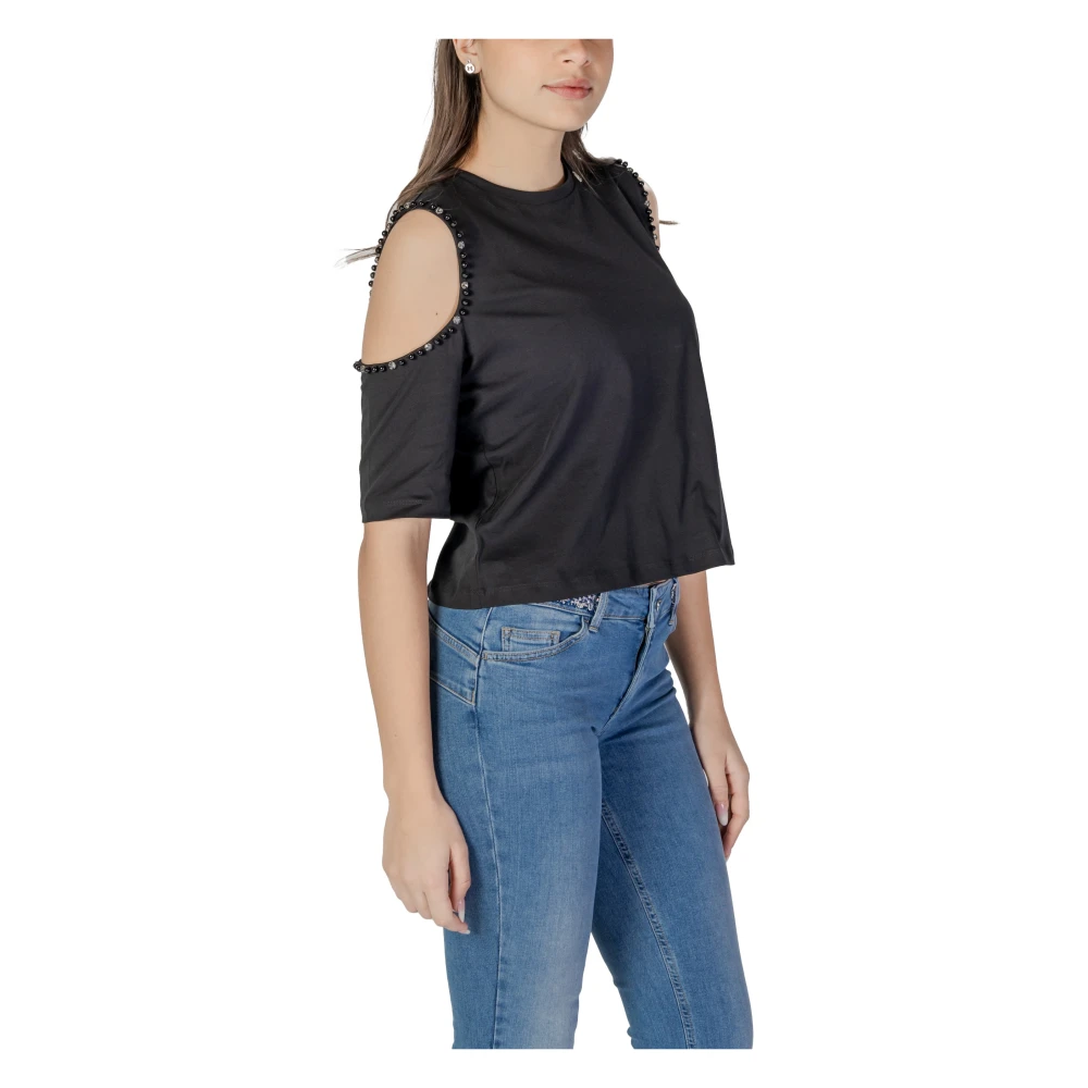Liu Jo Katoenen T-shirt korte mouwen lente zomer Black Dames