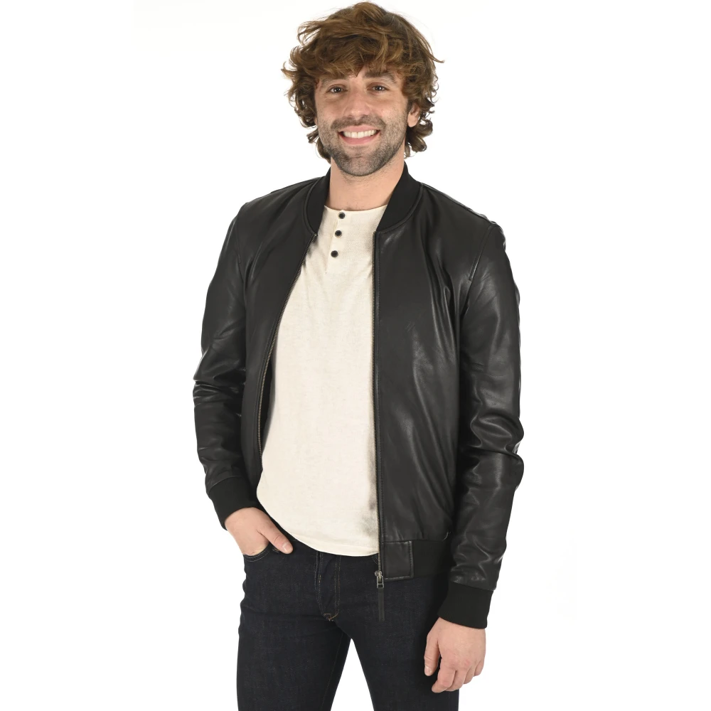 La Canadienne Zwarte leren jas Black Heren