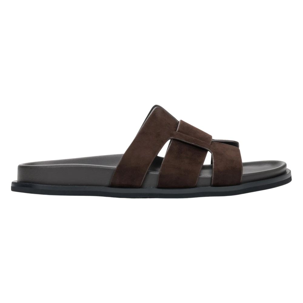 Estro Brown Sliders, Female, 7 Uk, Velour Flat Sandals
