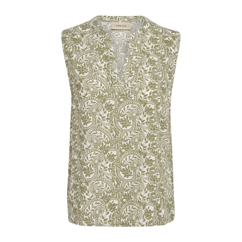 Cream Sleeveless Tops Multicolor Dames