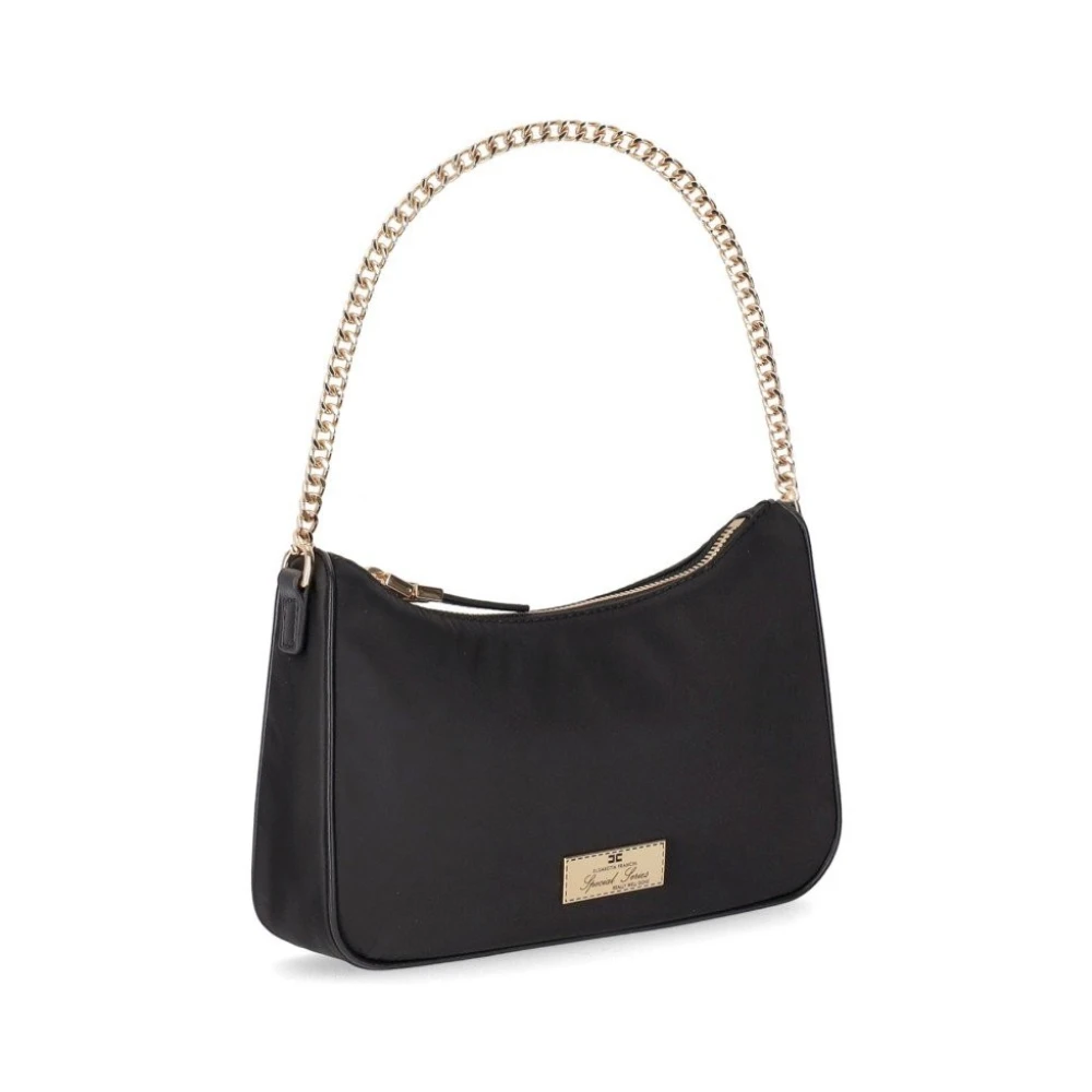 Elisabetta Franchi Zwarte schoudertas met ketting Black Dames