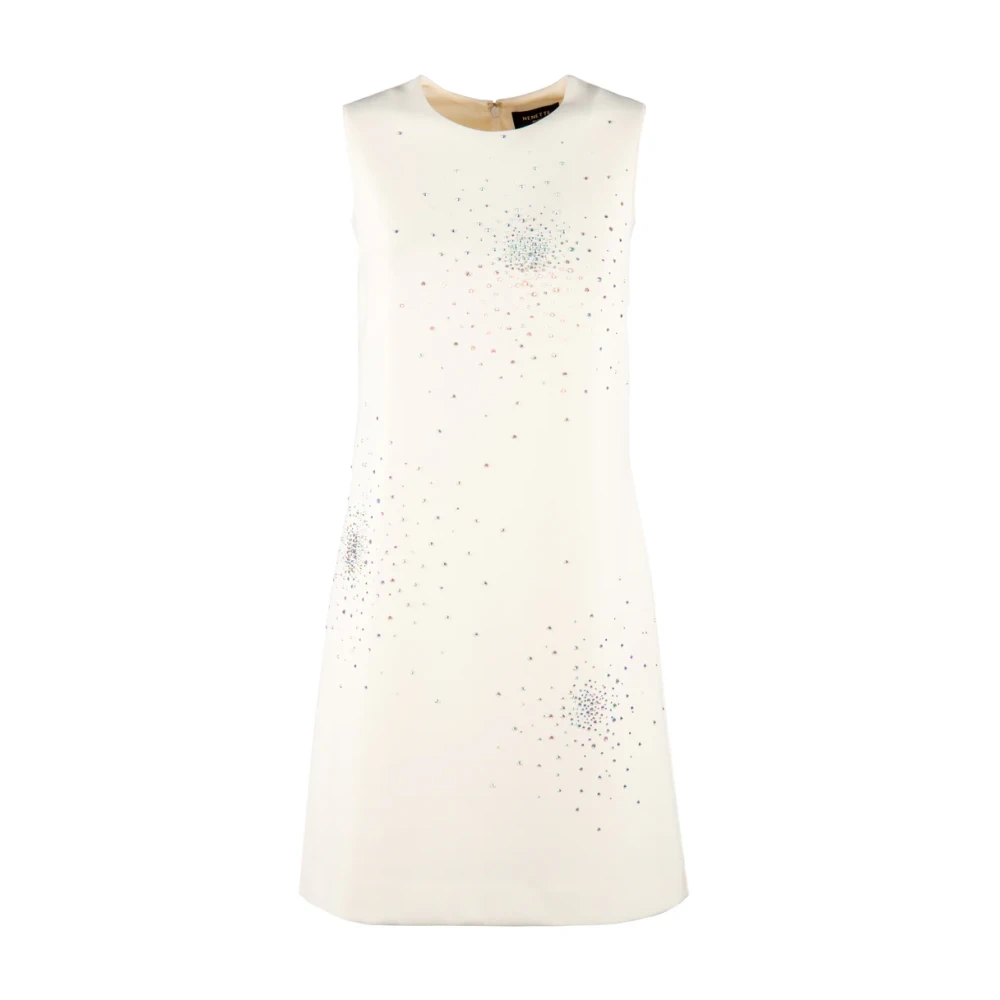 Nenette Ivoor Mouwloze Trapeziumjurk met Strass Beige Dames