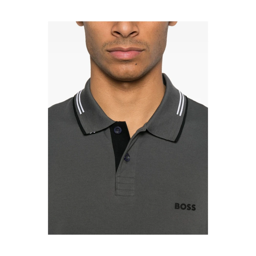 Hugo Boss Antracietgrijze Sweater met knoopsluiting Gray Heren