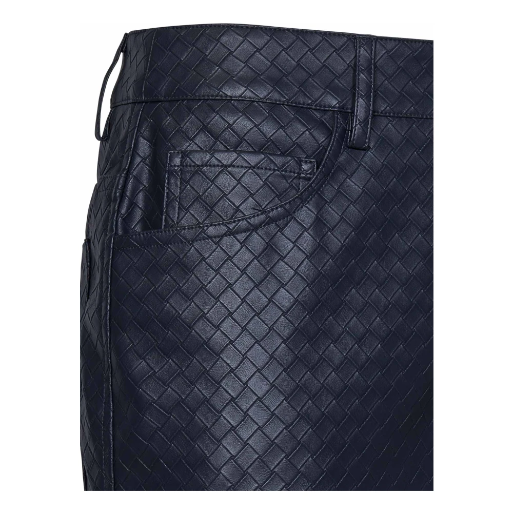 Rotate Birger Christensen Blauwe Straight Leg Broek van Imitatieleer Blue Dames